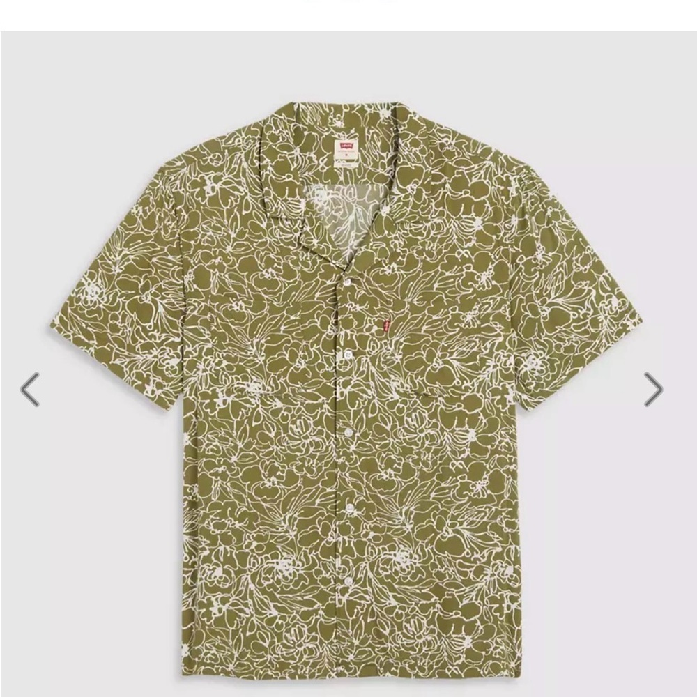 Levi's Men's Olive Floral Button Down Shirt Size Small NWT